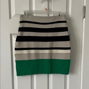 Express Beige and Black Striped Pencil Skirt